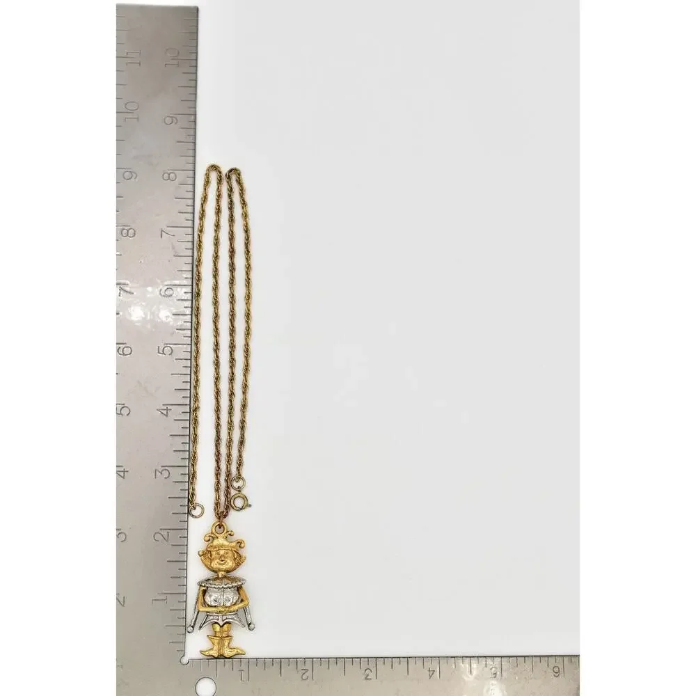 Vintage Prince Charming Necklace Heavy Pendant King Gold Silver Chunky BinA17
